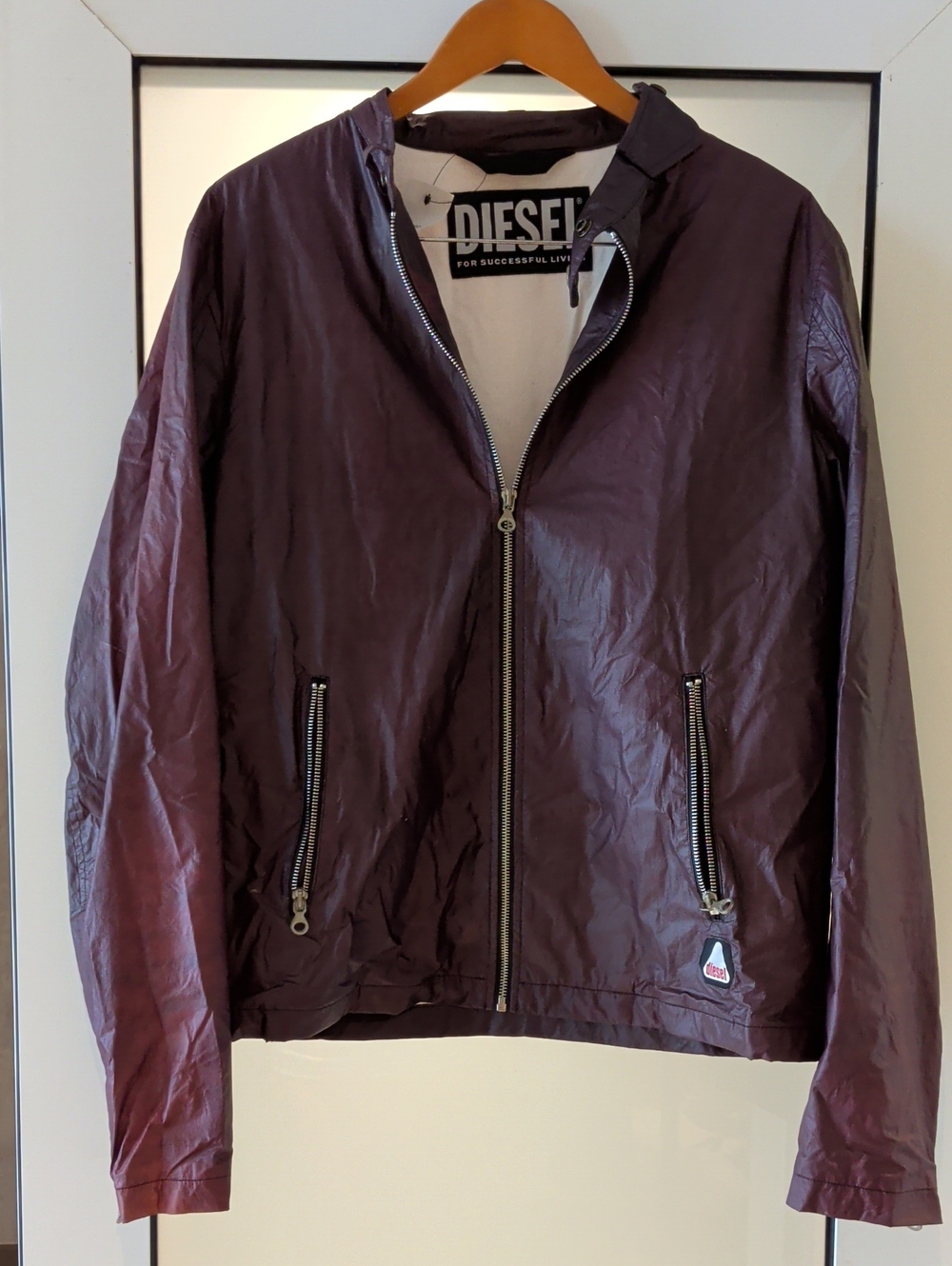Diesel Men's Maroon Zip Bomber Jacket